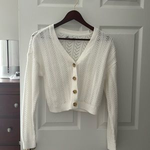Hollister White Button down cardigan